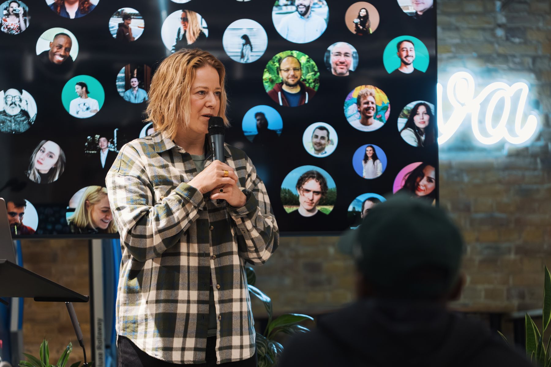 A speaker leading an interactive professional workshop