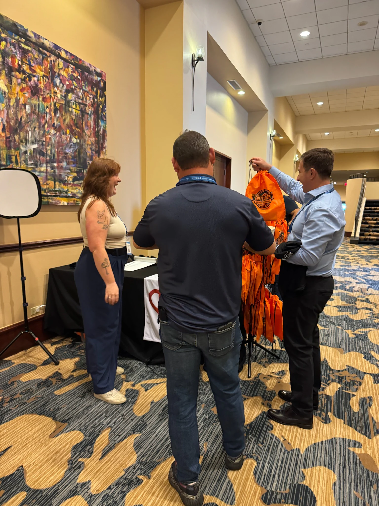 ServiceCon attendees connecting during a networking giveaway